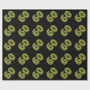 Papier Cadeau Bold, Black & Yellow Stripes 60 Numéro d'événement