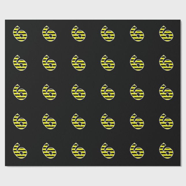 Papier Cadeau Bold, Black & Yellow Stripes 6 Numéro d'événement  (Plat)