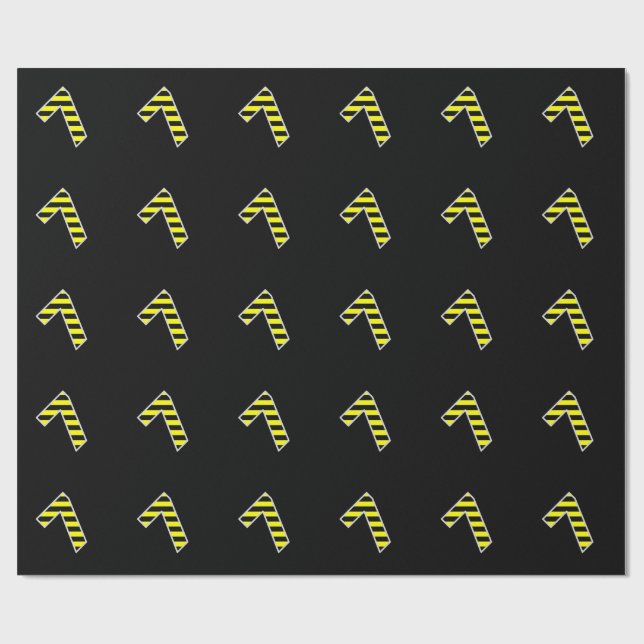 Papier Cadeau Bold, Black & Yellow Stripes 7 Numéro d'événement  (Plat)