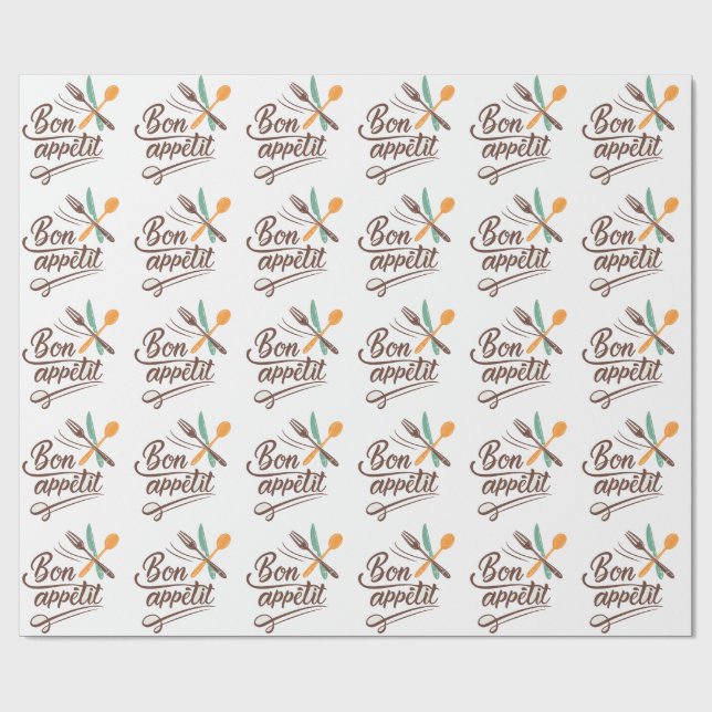 Papier Cadeau Bon Appétit Décor Cutlery Illustration (Plat)