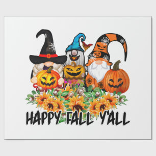 Papier Cadeau Bon Automne à Tous Gnome Léopard Gnome Tournesol