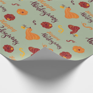 Papier Cadeau Bon thanksgiving Citrouille rouge et orange sans c