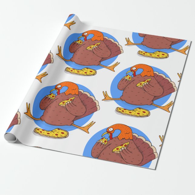 Papier Cadeau bon thanksgiving dinde pizza drôle (Déroulé)