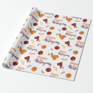 Papier Cadeau Bon thanksgiving Harvest Citrouille blanc sans joi