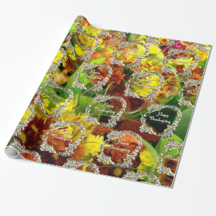 Papier Cadeau Bon thanksgiving Turquie Floral Fleurs d'automne