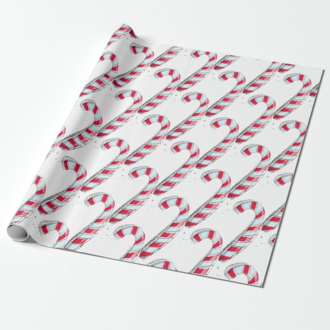 Papier Cadeau Bonbon de Noël en forme de canne (Déroulé)