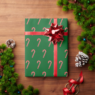 Papier Cadeau Bonbon traditionnel canne & vert