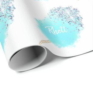 Papier Cadeau Bonbons de coton jolie parties scintillant bleue