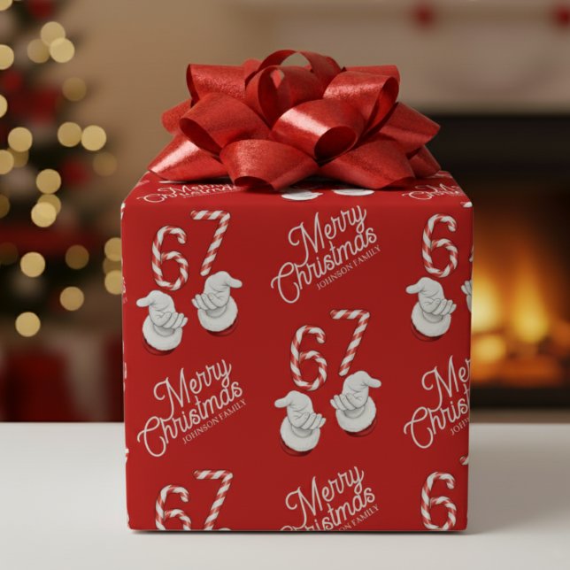 Papier Cadeau Bonbons de Noël en forme de 6-7 Modèle de mème (Merry Christmas Candy Cane 6-7 Meme Pattern Wrapping Paper
)