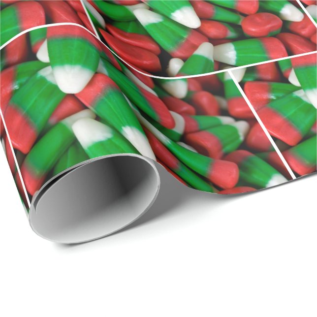 Papier Cadeau Bonbons de Noël en forme de maïs (Coin rond)