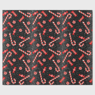 Papier Cadeau Bonbons de Noël Papier à enveloppement étincelant