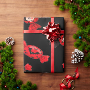 Papier Cadeau Bonbons Dracula Rouge Pour Halloween