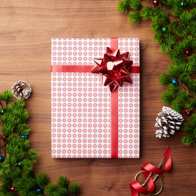 Papier Cadeau Bonbons Ronds à la Menthe de Noël (Cadeau de vacances)