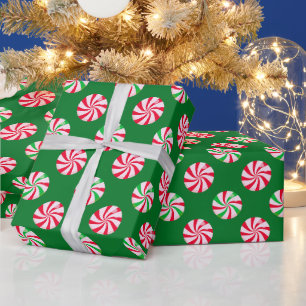Papier Cadeau Bonbons verts au poivre pour Noël