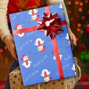 Papier Cadeau Bonhomme de neige avec un flocon de neige Laissez-
