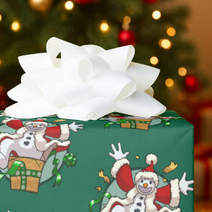 Papier Cadeau Bonhomme de neige drôle Santa Noël Surprise Dessin