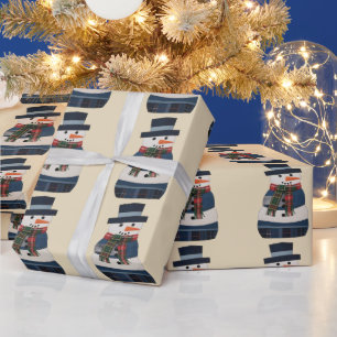 Papier Cadeau Bonhomme de neige en faux patchwork pour les Fêtes