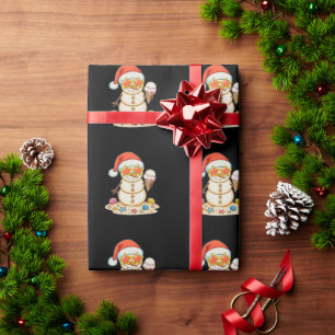 Papier Cadeau Bonhomme de neige en sable Chapeau de Père Noël No