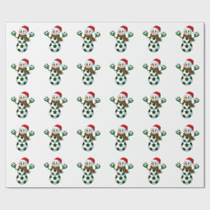 Papier Cadeau Bonhomme de neige Football Noël Amateurs de Sport 
