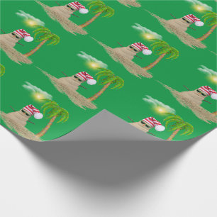 Papier Cadeau bonhomme de neige tropical avec palmier