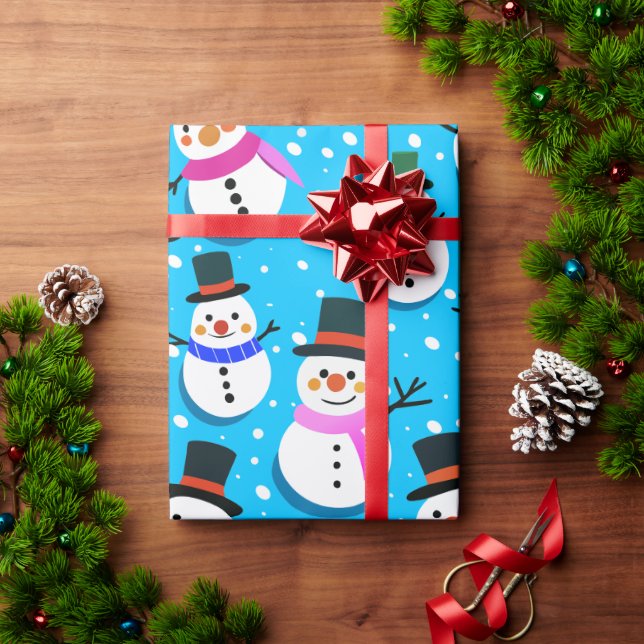 Papier Cadeau bonhommes de neige (Cadeau de vacances)