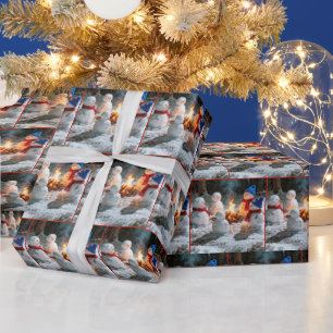 Papier Cadeau Bonhommes de neige en train de fondre assis autour