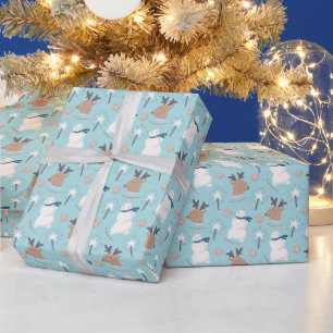 Papier Cadeau Bonhommes de neige et rennes