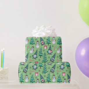 Papier Cadeau Bonhommes de neige gnomes cannes de bonbon Cadeaux