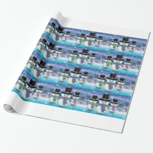 Papier Cadeau Bonhommes de neige mignons