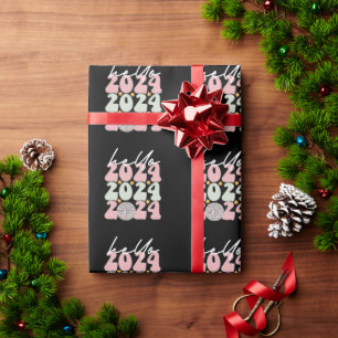 Papier Cadeau Bonjour 2024 Groovy Bonne Année Noël
