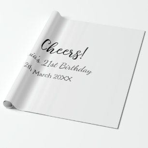 Papier Cadeau Bonjour 21e anniversaire ajouter nom date simple m