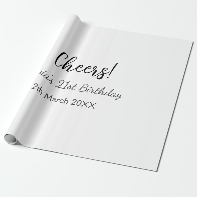 Papier Cadeau Bonjour 21e anniversaire ajouter nom date simple m (Déroulé)
