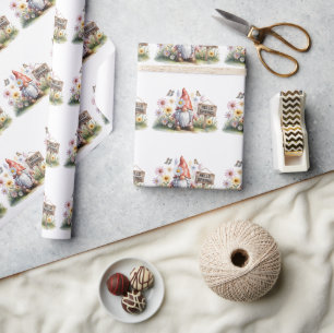 Papier Cadeau Bonjour Nain de Jardin du Printemps : Joli Nain av