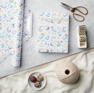 Papier Cadeau Bonjour Petit Garçon – Conception de motif aquarel