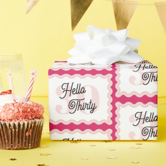 Papier Cadeau Bonjour Trente Curvy Super 30e anniversaire (Fête d'anniversaire)