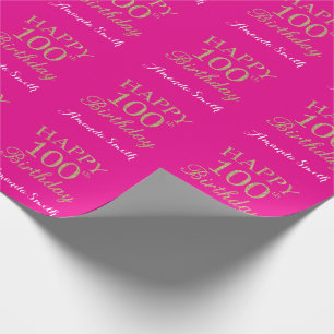 Papier Cadeau Bonne 100e anniversaire Parties scintillant or et