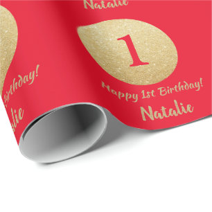 Papier Cadeau Bonne 15e anniversaire Parties scintillant rouge e