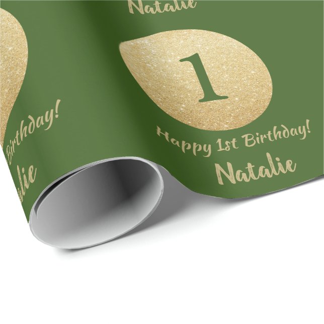 Papier Cadeau Bonne 15e anniversaire Parties scintillant verte e (Coin rond)