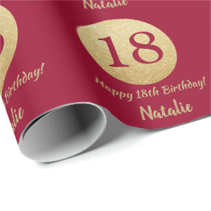 Papier Cadeau Bonne 18e anniversaire Bourgogne Parties scintilla