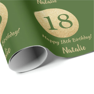 Papier Cadeau Bonne 18e anniversaire Parties scintillant verte e