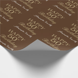 Papier Cadeau Bonne 50e anniversaire Parties scintillant or et B