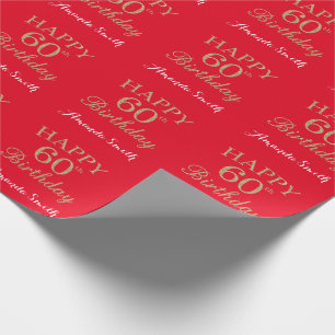 Papier Cadeau Bonne 60e anniversaire Parties scintillant or et r