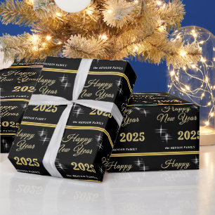 Papier Cadeau Bonne Année 2025 Élégantes Étincelles