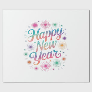 Papier Cadeau Bonne année 2026 Feux d'artifice Essentiel