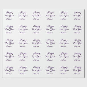 Papier Cadeau Bonne année calligraphie violette simple minimalis
