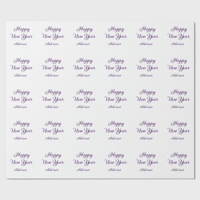 Papier Cadeau Bonne année calligraphie violette simple minimalis (Plat)