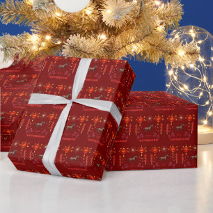 Papier Cadeau Bonne année chinoise profond rouge