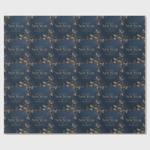 Papier Cadeau Bonne année élégante bleu minuit et or