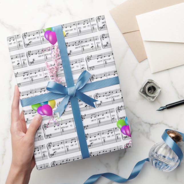 Papier Cadeau Bonne Chanson D'Anniversaire Et Ballons (Cadeaux)