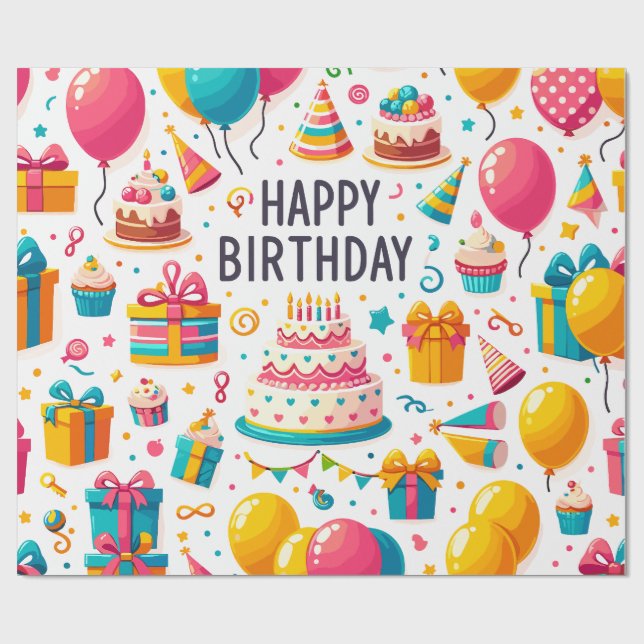 Papier Cadeau Bonne conception d'anniversaire 1 (Plat)